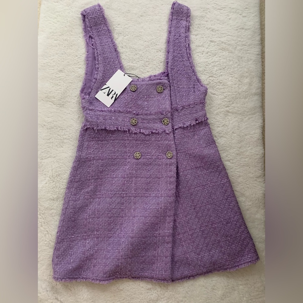 NWT Zara Purple Tweed Dress